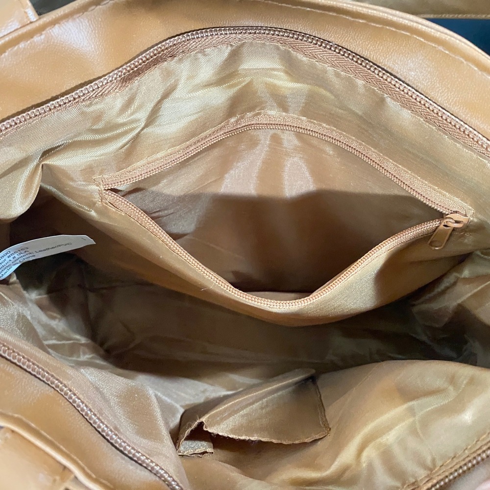 Vintage Patchwork Leather Tote Bag Brown Tan Boho Shoulder Bag Excellent Cond - Picture 4 of 12